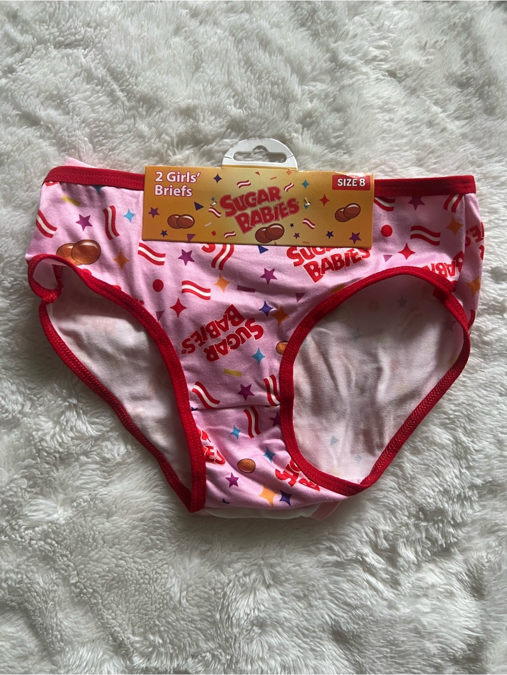 Sugar Babies Girls’ Briefs 2-Pack Size 8 Pink & White New with Tags